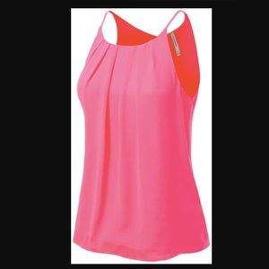 Round Neck Front Pleated Chiffon Tank Top